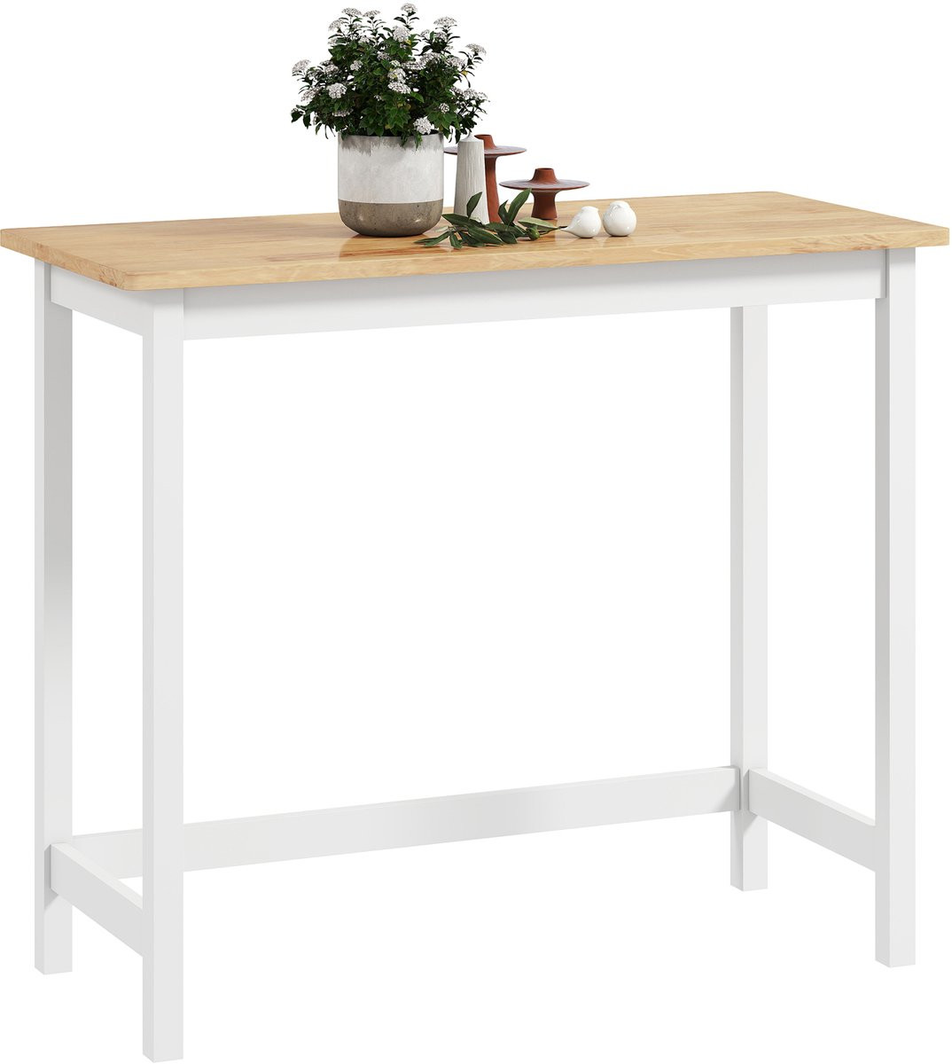 Compacte Bartafel Eikenlook voor 2 personen Natuurlijk Hout en Wit