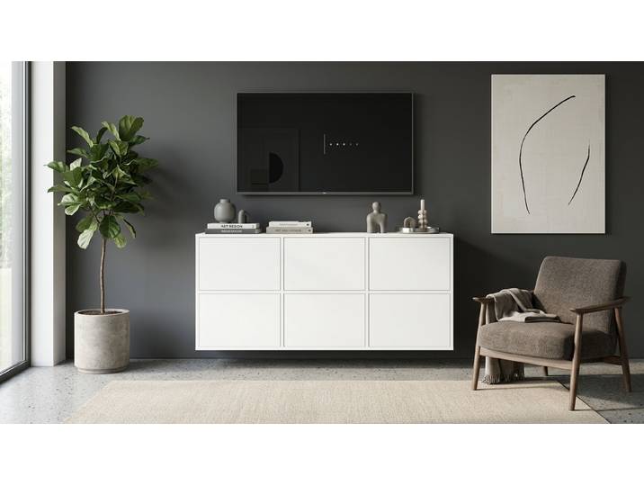 Commode suspendue sur mesure MDF mélaminé MDF Blanc mat