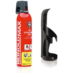 XENOTEC Premium Feuerlöschspray –1 x 750ml – Wandhalter - Stopfire – Autofeuerlöscher – REINOLDMAX – inkl. 1 Wandhalterung schwarz – wiederverwendbar