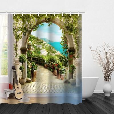 LightInthebox Beautiful Landscape Nature Landscape Print Waterproof Shower Curtain Modern Polyester Machined Waterproof Bathroom With Hooks