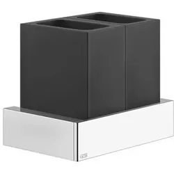 Gessi Rettangolo Accessoires Doppel-Glashalter zur Wandmontage, Becher schwarz, 20811710, Farbe: Messing PVD