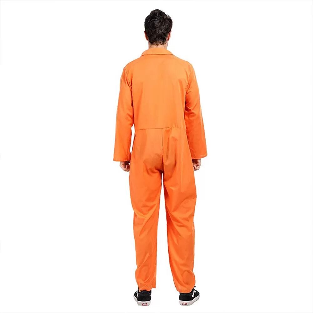 INF Orangefarbener Cosplay-Kostüm-Overall mit Reißverschluss – Perfekt für Halloween & Partys S
