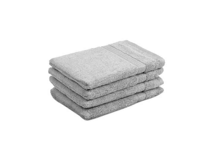 4er-Set Waschhandschuhe aus 100% Baumwolle, Waschlappen mit Schlaufe, silber