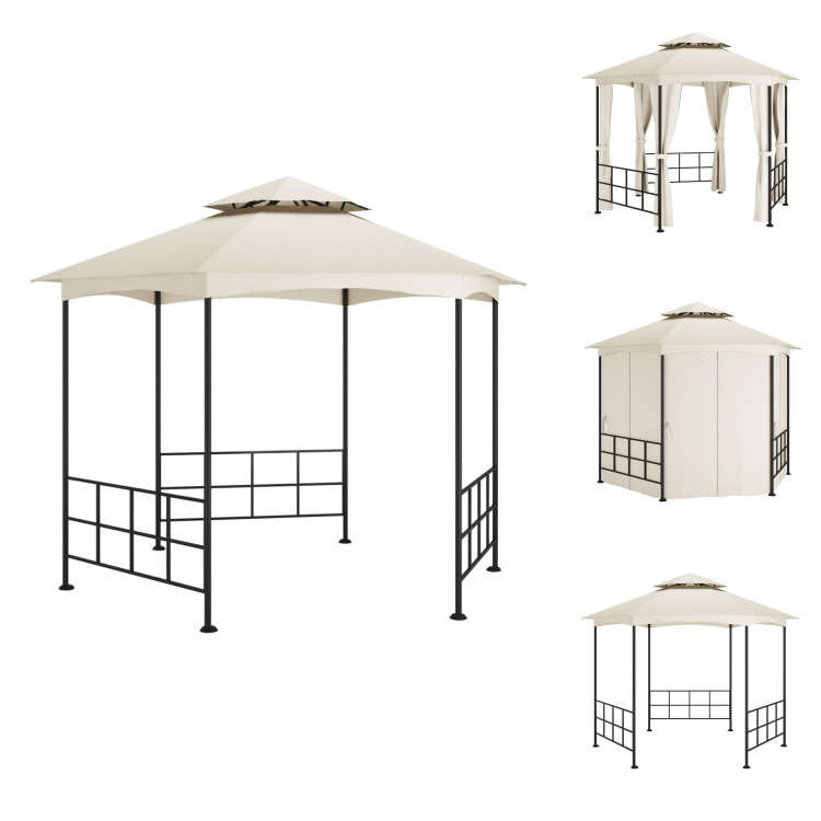 vidaXL Pavillon mit Seitenwänden 3,1x2,7 m Creme - Pavillons & Partyzelte