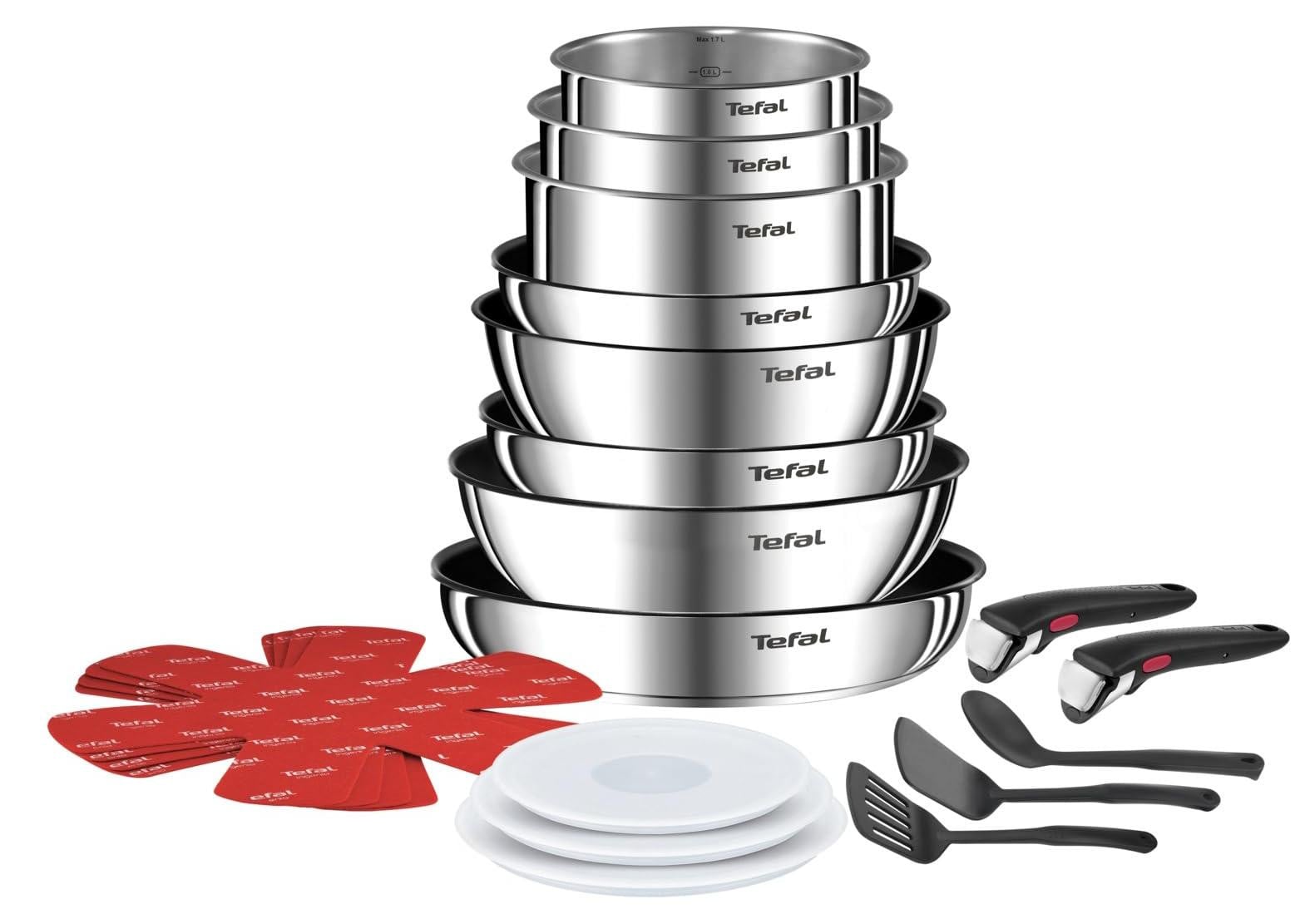 Tefal Ingenio L897SK Mixset Aluminium Kookset in Zwart met Temperatuurindicator