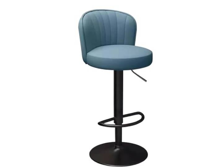 LANCOURT Barhocker, Drehbare Barhocker mit Lehne, höhenverstellbar, modern Leder, gepolstert, Frühstücks-Barstuhl in schwarzem Metallrahmen, für Küche, Insel, Zuhause, Bar, Essen(Blue)