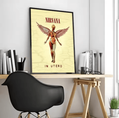 Inspire Picks Nirvana Rock Band Canvas Poster Grunge Calligraphy Wall Art For Music Room Decor black5 50x70cmframeless