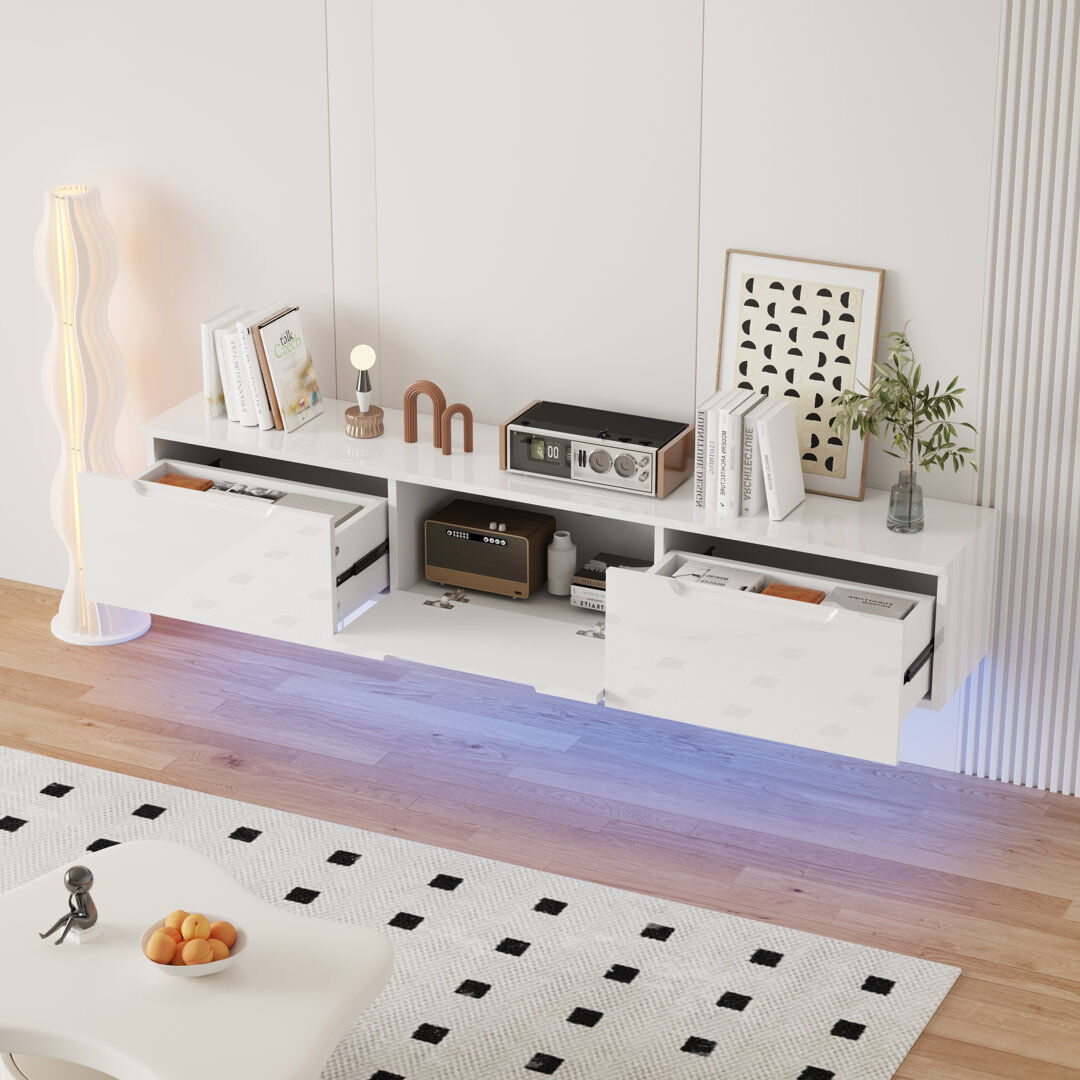 Metro TV Stand for TVs up to 65" Floating High Gloss White 140cm 65"