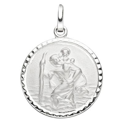 Runder Anhänger JOBO "Schutzpatron Christophorus", silber (silber 925), Schmuckanhänger, Damen, Silber 925 (Sterlingsilber), rund 925 Silber