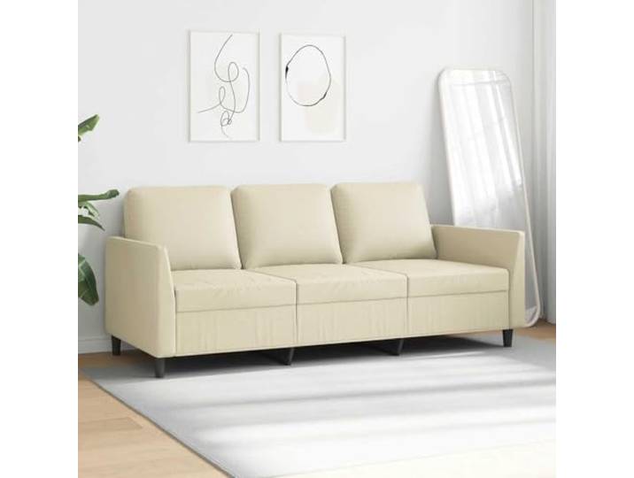 KTHLBRH 3-Sitzer-Sofa, Creme, 180 cm, aus Kunstleder Gestell aus robustem Metall, Polsterung aus Schaumstoff, modernes Design, leicht zu reinigen