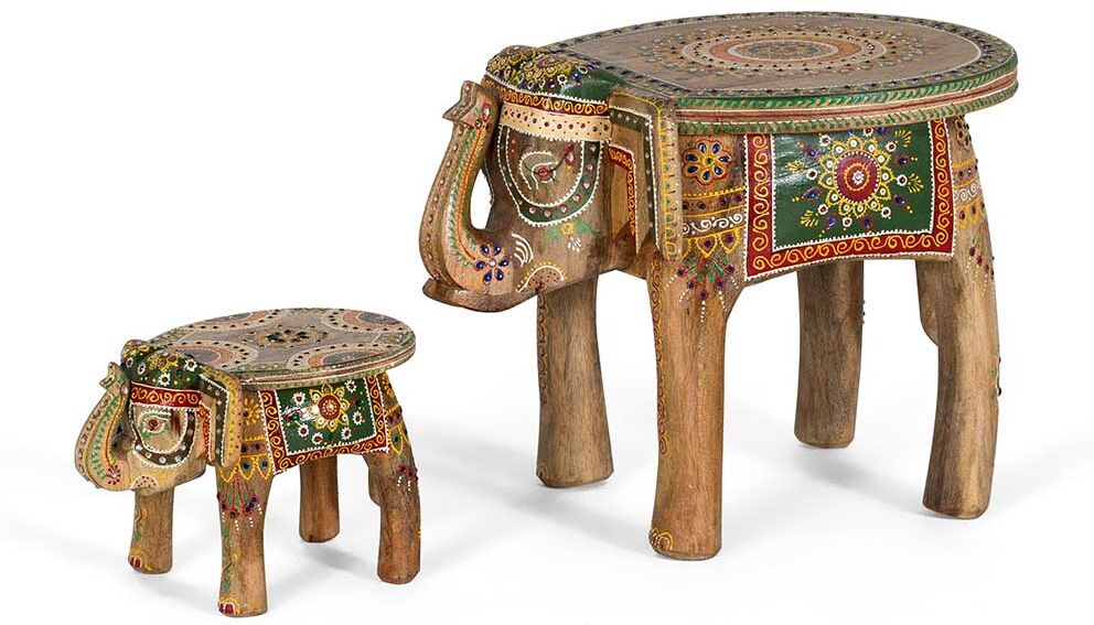 Pharao24.de Beistelltisch Beistelltischchen im orientalischen Stil handbemalt (zweiteilig)
