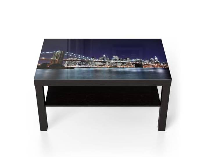 DEQORI Glastisch schwarz groß 90x50 cm Motiv Städtischer Nachtglanz ausgefallener Beistelltisch aus Glas Hochglanz Couchtisch fürs Wohnzimmer moderner Couch Tisch mit Design