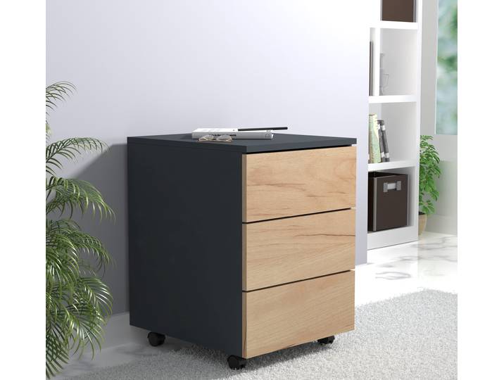 Rollcontainer 70cm Multicolor/Anthrazit/Eiche Dekor
