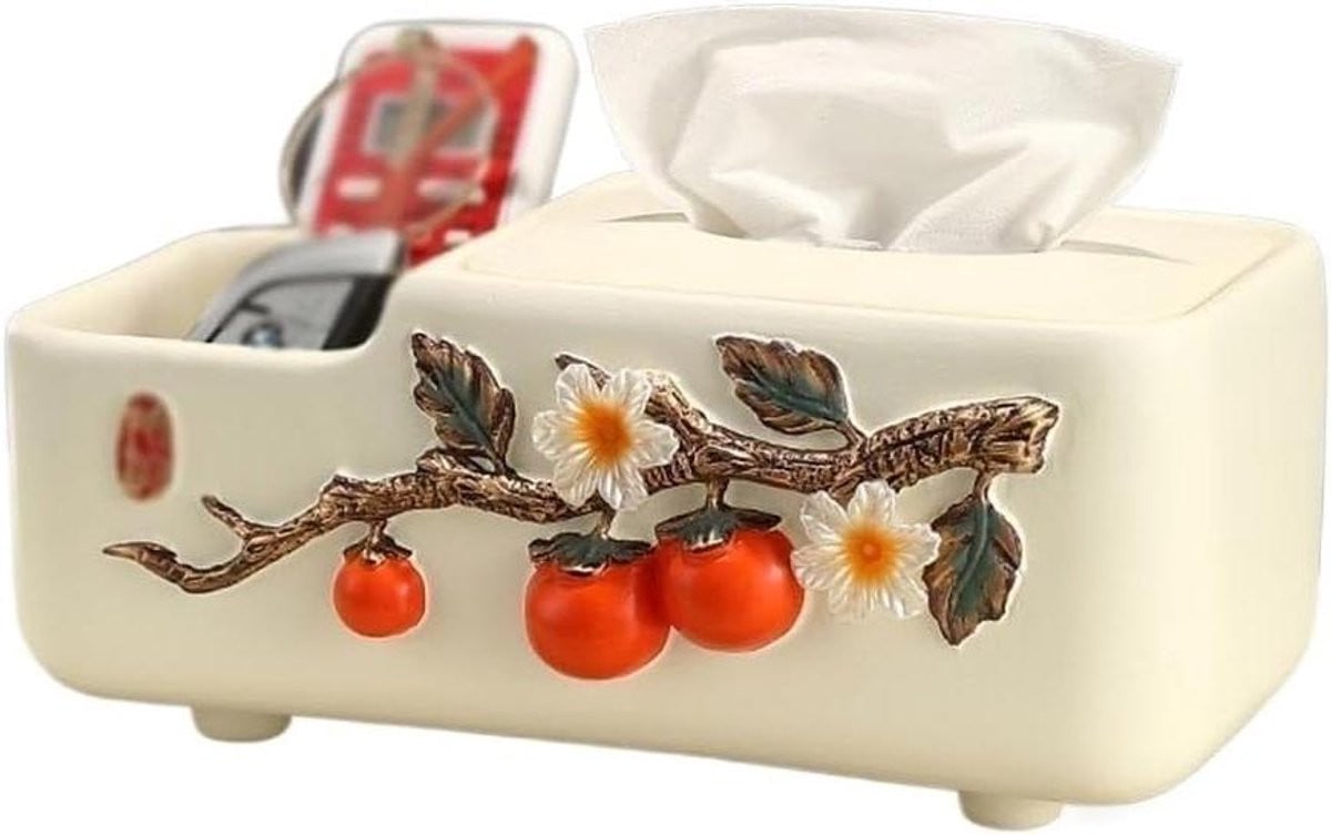 Decoratieve Keramieken Tissuedoos met Organizer en Uniek Kleurpatroon