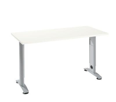 Home Office Tisch Login, C-Fuß, B 1300 x T 650 mm, weiß/weißalu