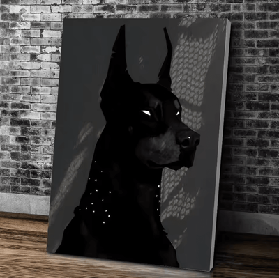 Inspire Curations Black Doberman & Woman Canvas Wall Art Modern Doberman Dog Painting Poster black11 40x50cmframeless