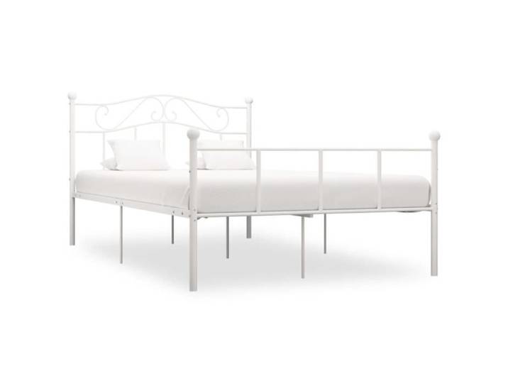 BEST-MEUBLE* Cadre de lit Adulte Sommier à Lattes Blanc Métal 140x200 cm(8576)