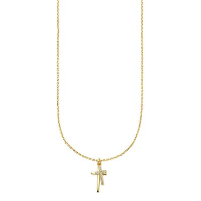 Kette mit Anhänger BRUNO BANANI "Schmuck Geschenk gelbgoldfarben vergoldet mit zwei Kreuz-Anhänger", gold (gelbgoldfarben, kristallweiß), Halsketten, Damen, Silber 925 (Sterlingsilber), L: 45 B: 1,1mm, mit Zirkonia (synth.), B:1,1mm