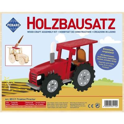 PEBARO 851/1 - Holzbausatz Traktor, 18 Teile, Holzkonstruktion zum Zusammenstecken