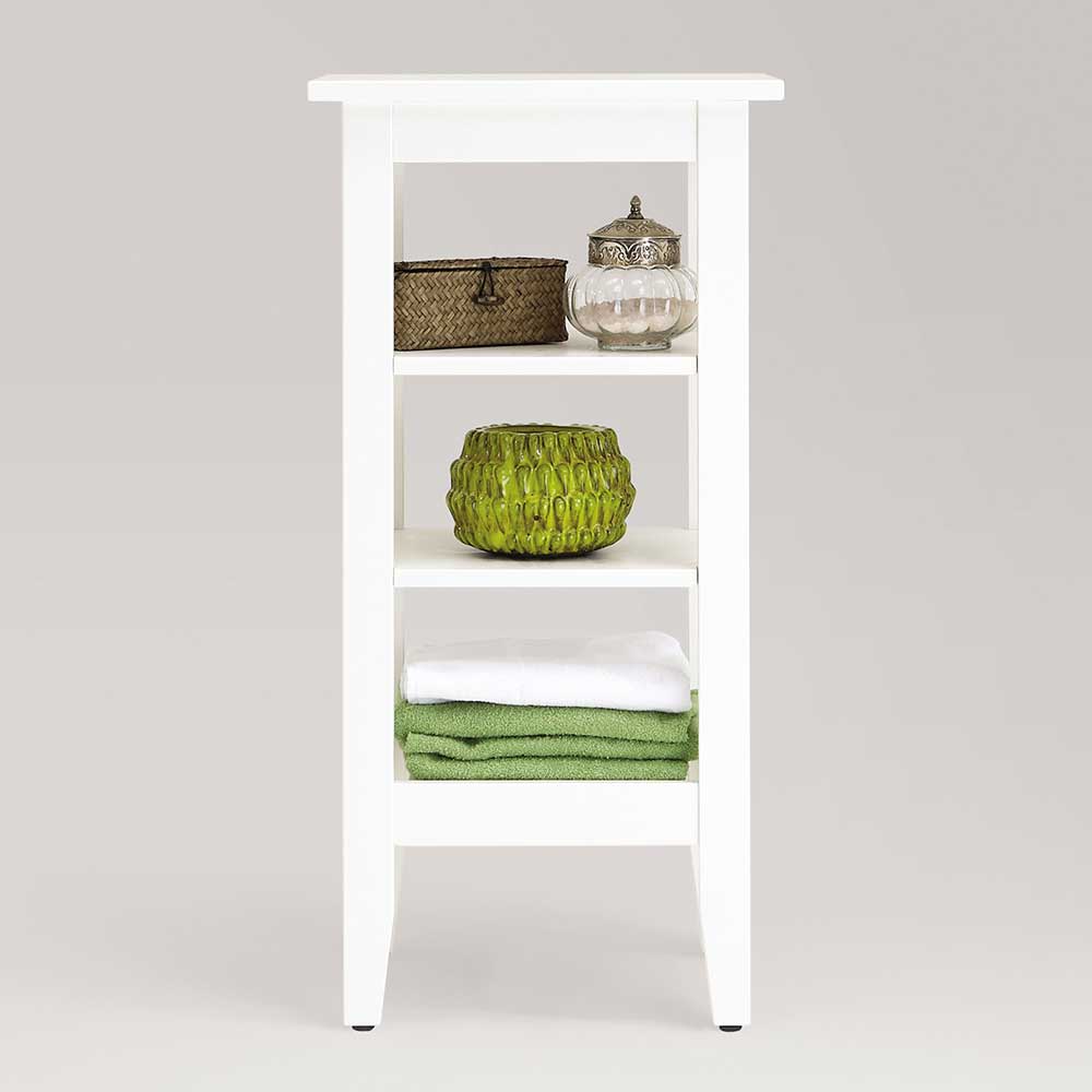 Pharao24.de Badezimmer Regal in Weiß lasiert Kiefer massiv 85 cm hoch