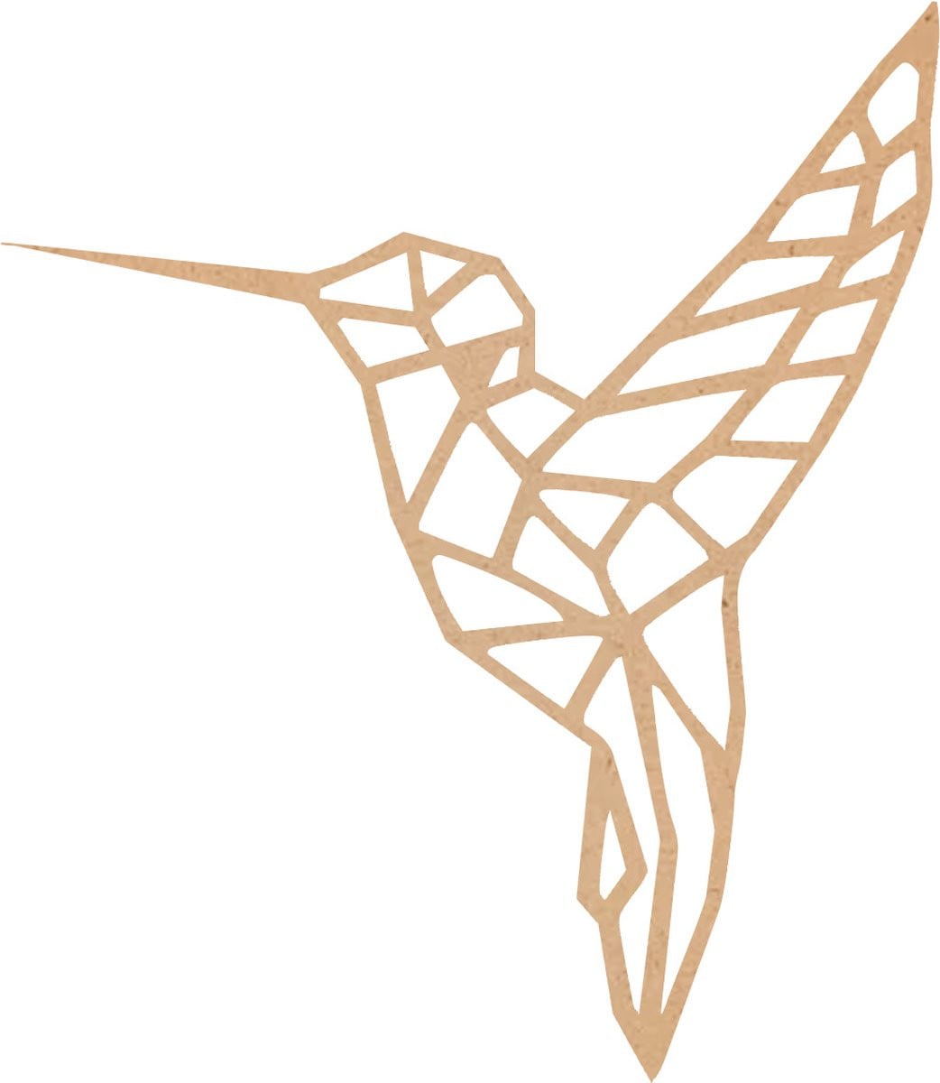 Wanddecoratie Geometrische Kolibrie Naturel 34 x 29 cm