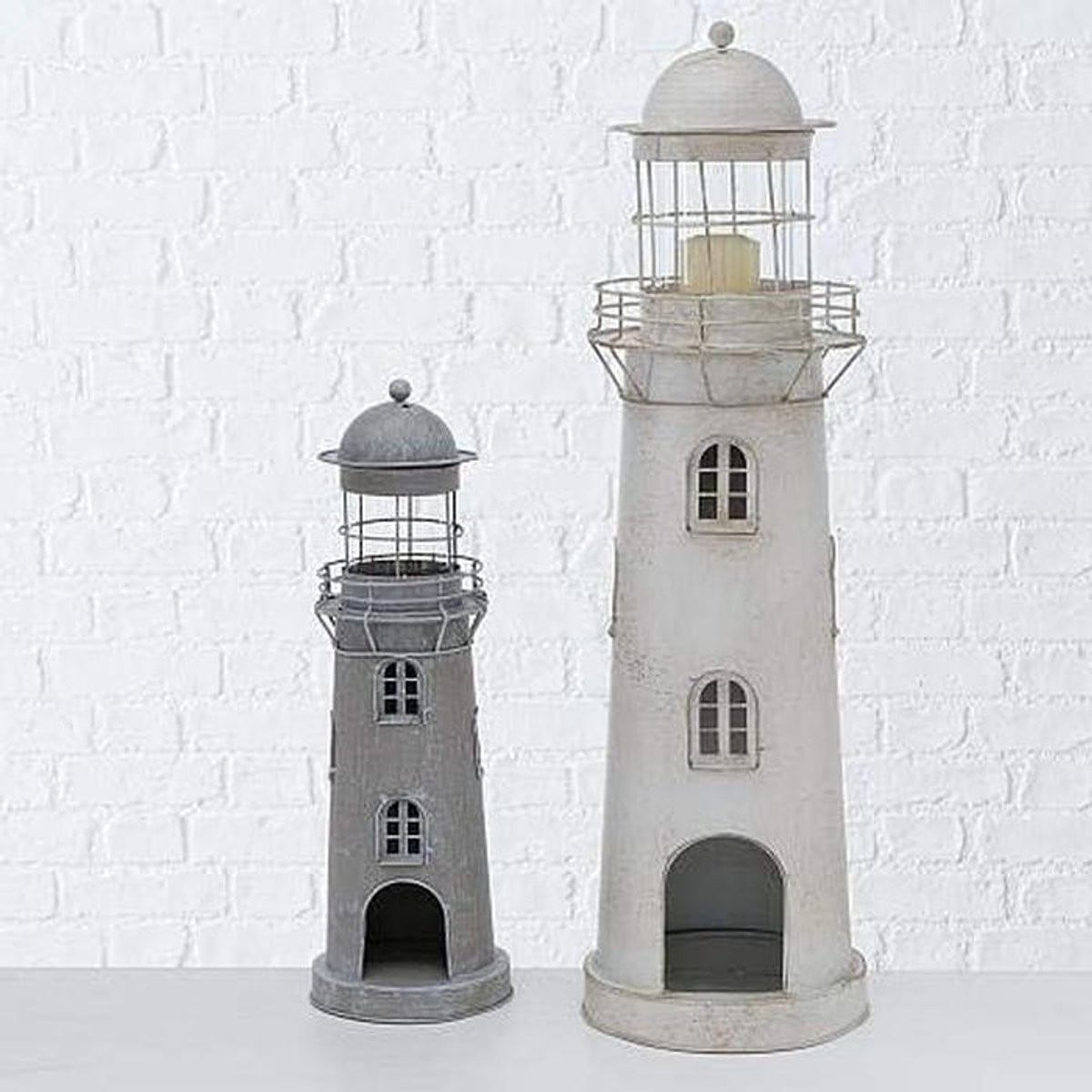 Decoratieve Vuurtoren Lantaarn Set van 2 voor Binnen, Grote Hoge Decoratie