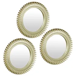 Relaxdays Spiegel 3er Set Ornament Gold