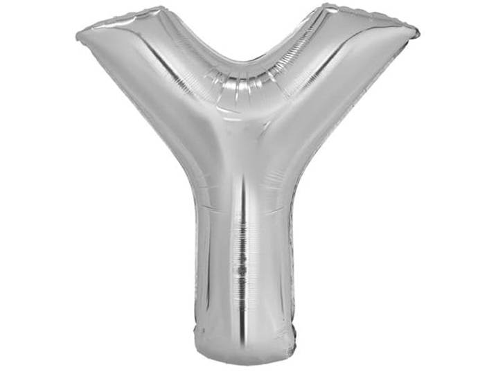 Amscan 9909574 9909574-zilveren letter Y supervorm folie ballon-38, zilver
