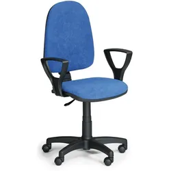 Bürostuhl TORINO mit Armlehnen, Dauerkontakt-Rückenlehne, blau