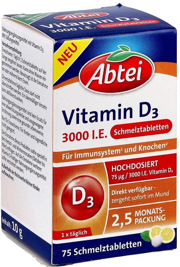 Abtei Vitamin D3 3000 I.E. Schmelztabletten