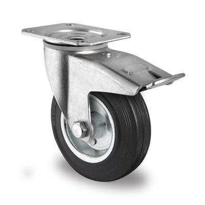 CASCOO Lenkrolle SWS4, mit Totalfeststeller, Rad-ø 125 mm x B 38 mm, Vollgummi-Lauffläche, schwarz, Rollenlager, bis 100 kg