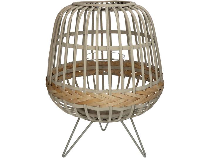Laterne Natural creme Eisen/Bambus H 37 cm