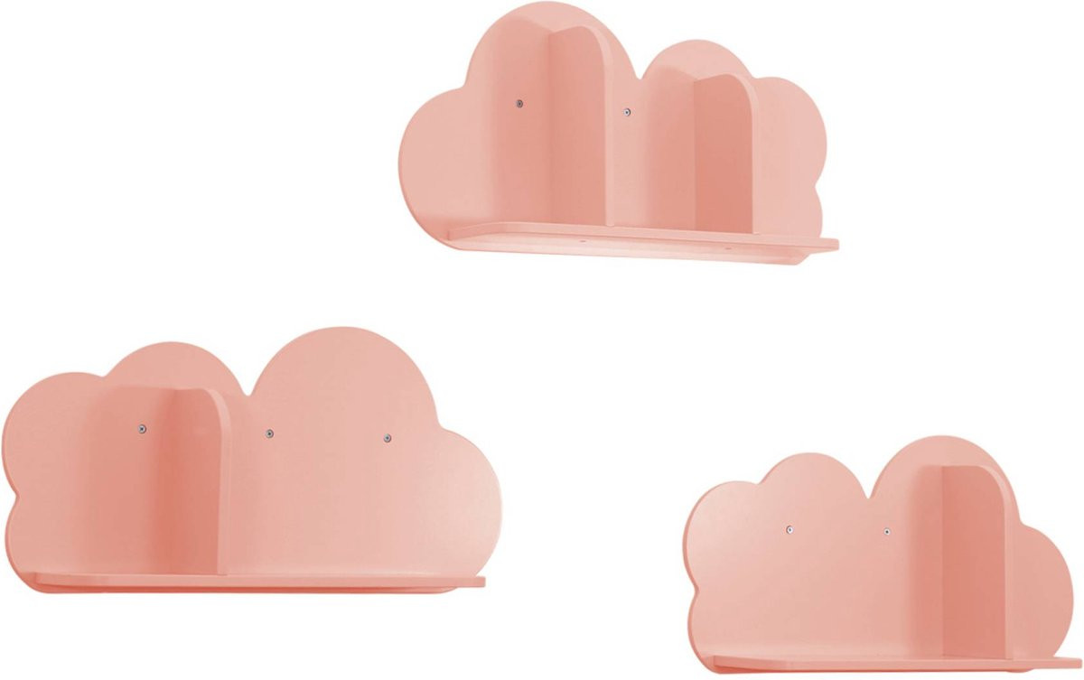 Sweek Set van 3 wandplanken met wolken voor de kinderkamer