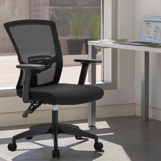 Bürostuhl - Schwarz - Mit umklappbaren Armlehnen - Ergonomisches Netzgewebe - Für Büro und Zuhause