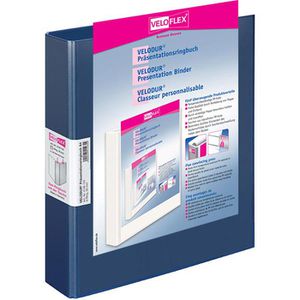 Veloflex Präsentationsringbuch Velodur 4148150, A4, 4 Ringe, Ø 30mm, aus PP, blau, 2 Außentaschen