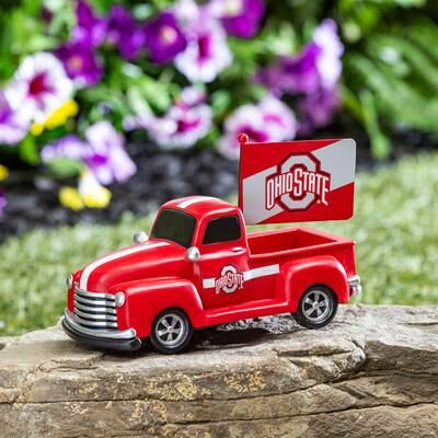 Evergreen NCAA Rally Truck Garden Statue with Team Flag