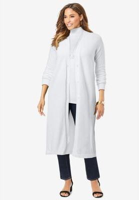 Plus Size Women's Fine Gauge Duster Cardigan by Jessica London in White (Size 18/20) Cardigan Sweater