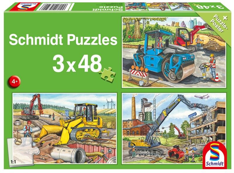 Puzzle 3x24 pcs Mes machines de chantier préférées - Schmidt