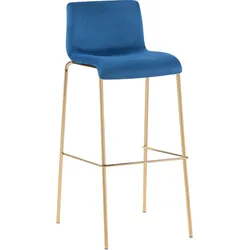 CLP Barhocker Hoover Samt 4-Fuß Gold   Farbe: blau