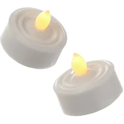 LED Teelichter flackernd flammenlos inkl. Batterien Timer D: 3,6cm weiß 2er Set
