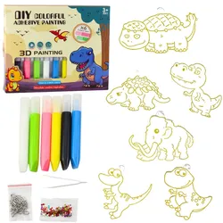 DIY Kreativset Buntglas-Schlüsselanhänger Dinosaurier Marker 6 Stück.