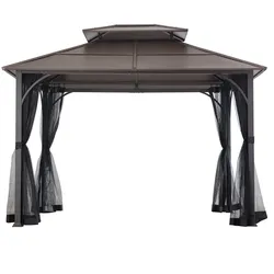 Sunjoy Pavillon Stahl Gazebo KALDI - 307cm x 366cm, braun