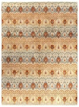 Overton "Ikat One-of-a-Kind Hand-Knotted Area Rug - Gray, 9' 3"" x 12' 3"" - 9' 3"" x 12' 3"""