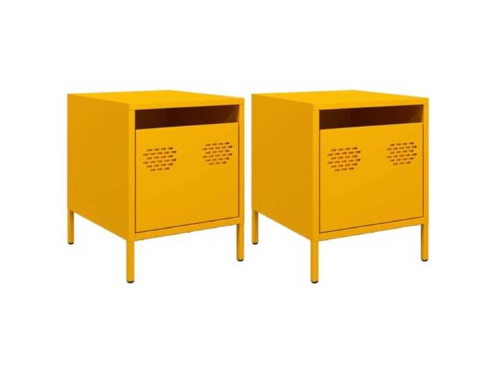 Heofavd 2er Set Nachttische Senfgelb 35x39x43.5 cm Metall Beistelltisch