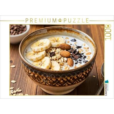 CALVENDO Puzzle Müsli Stillleben - Schokoladiger Trost mit Banane und Kakao | 1000 Teile Lege-Größe 64x48cm Foto-Puzzle für glückliche Stunden