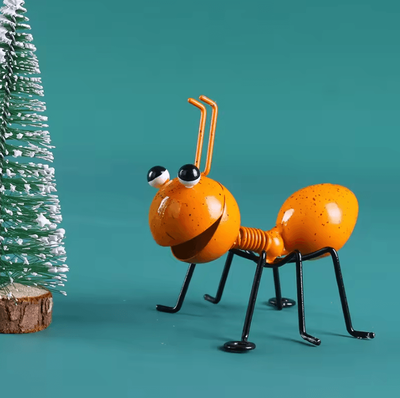 Inspire Curations Cute Metal Ant Wall Art Set 3D Garden & Indoor Insect Sculpture Decor yellow 1pc