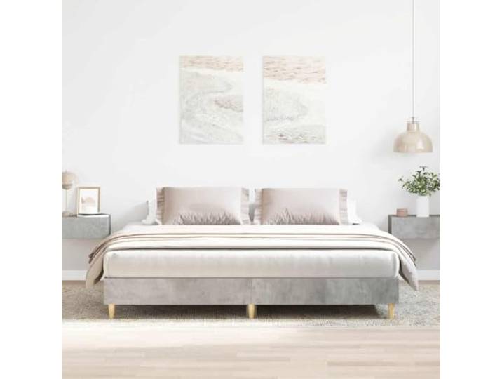 RJPLMFV Bettgestell, 200 x 200 cm, Holz, Technik, Betongrau Ohne Matratze, Lattenrost inklusive, robuste Füße, langlebig für Schlafzimmer