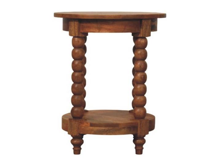BEISTELLTISCH Golden-Teak-Finish, 1 offenes Regal in der Mitte, Braun
