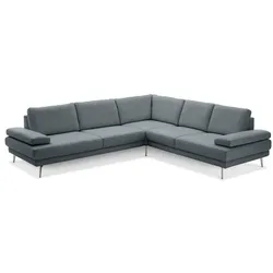 ComfortPlan Ecksofa Bristol Leder Grau Steel