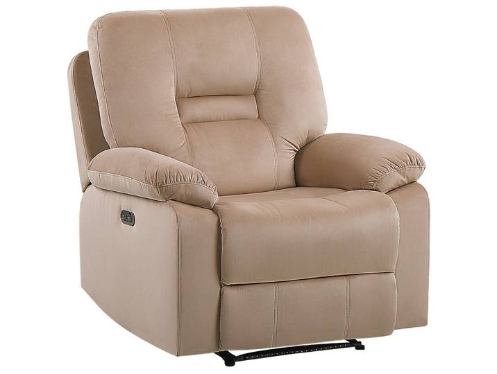 SESSEL Samtstoff beige LED-Beleuchtung USB-Port elektrisch verstellbar Bergen
